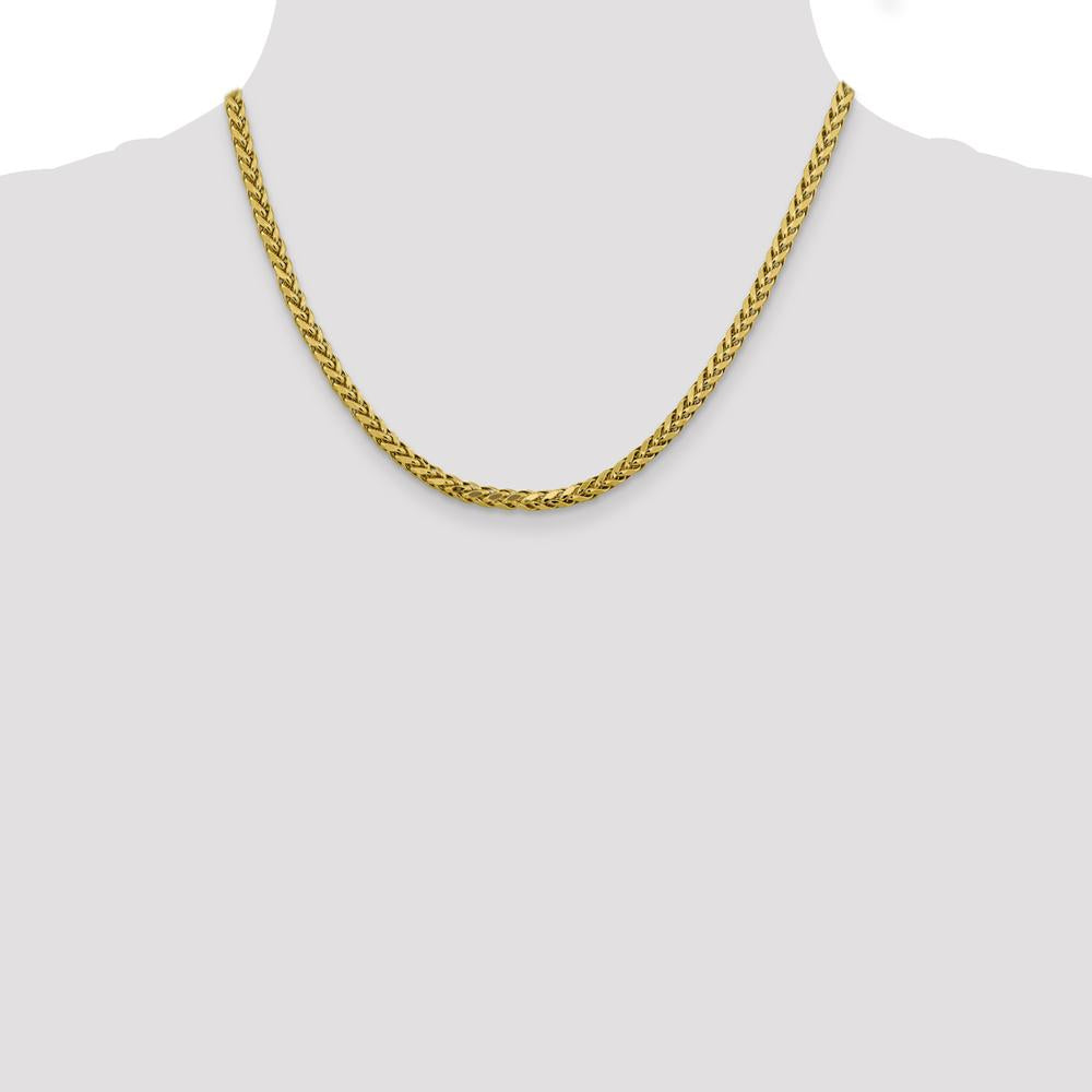 14K Yellow Gold 18" Semi-Solid Diamond-Cut Wheat Chain Necklace with Lobster Clasp by Oro Pregiato