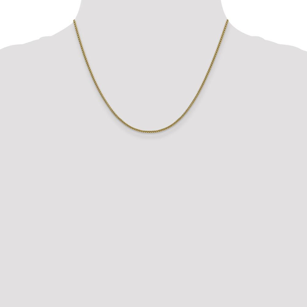 14K Yellow Gold 18" Semi-Solid Round Box Chain with Lobster Clasp by Oro Pregiato