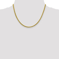 14K Yellow Gold 18" Semi-Solid Wheat Chain Necklace with Lobster Clasp - 3.45mm by Oro Pregiato