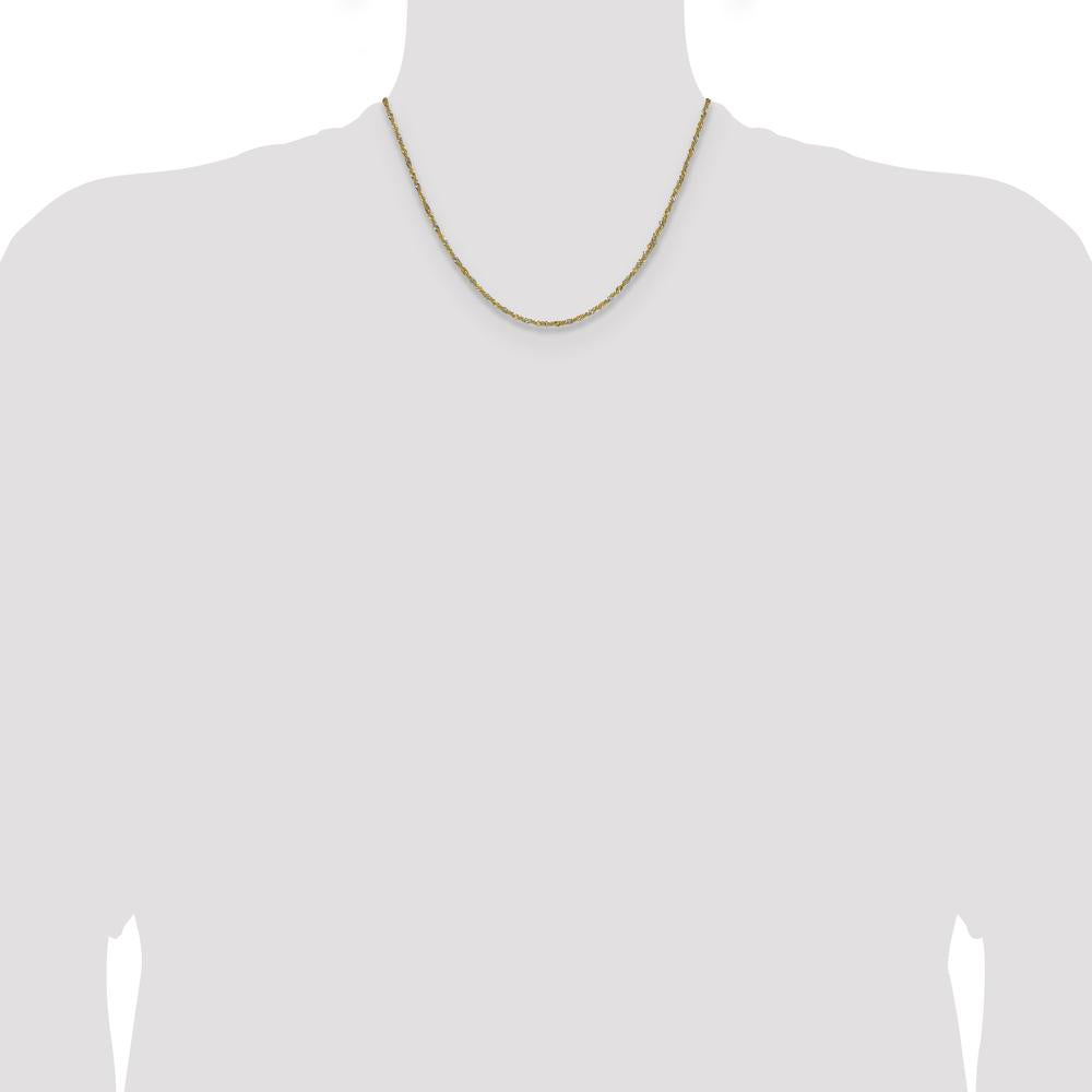 14K Yellow Gold 18" Singapore Chain with Rhodium Accents - 1.65mm Thick by Oro Pregiato