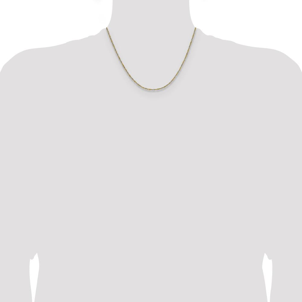 14K Yellow Gold 18" Singapore Chain with Rhodium Accents by Oro Pregiato