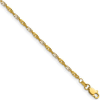 14K Yellow Gold 18" Singapore Chain with Rhodium Accents by Oro Pregiato
