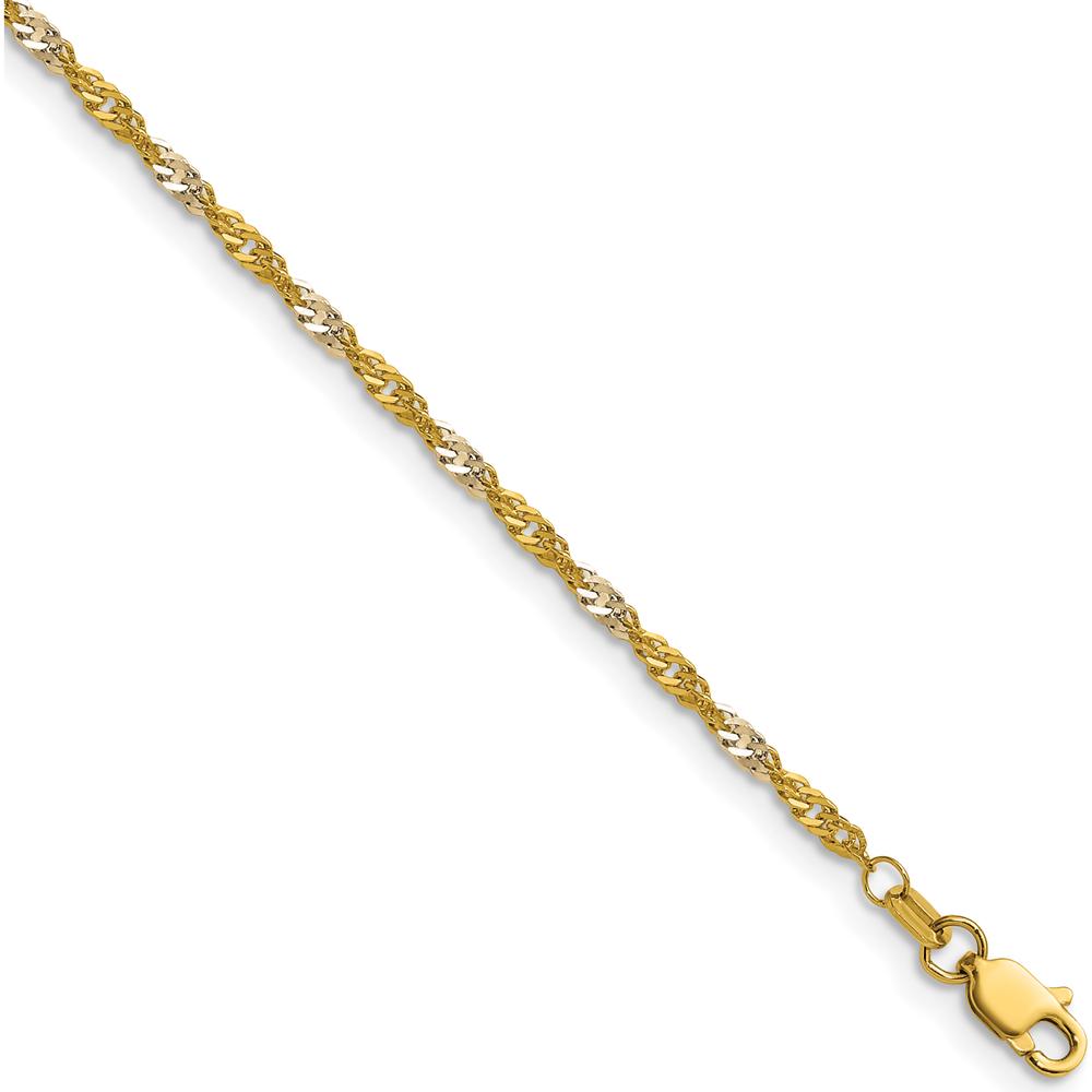 14K Yellow Gold 18" Singapore Chain with Rhodium Accents by Oro Pregiato