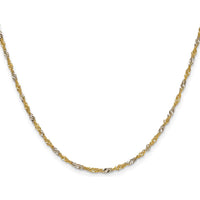 14K Yellow Gold 18" Singapore Chain with Rhodium Accents by Oro Pregiato