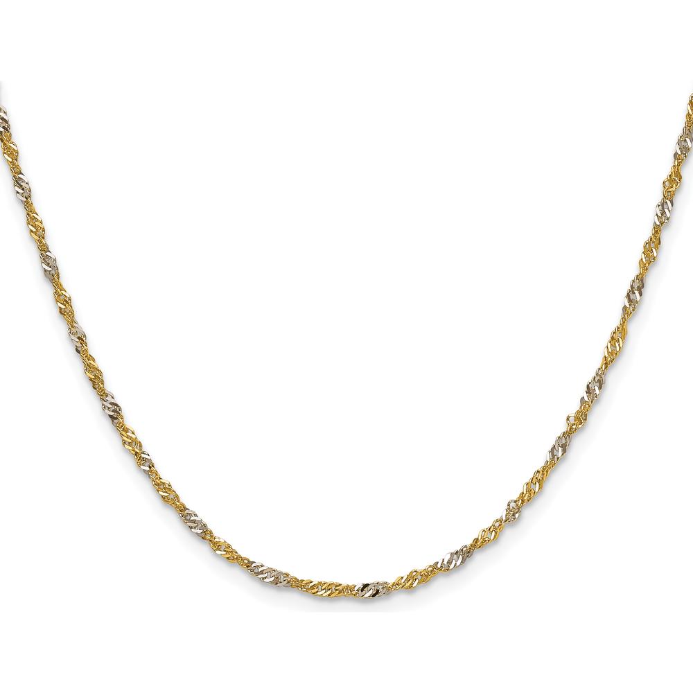 14K Yellow Gold 18" Singapore Chain with Rhodium Accents by Oro Pregiato