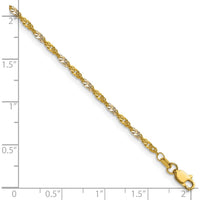14K Yellow Gold 18" Singapore Chain with Rhodium Accents by Oro Pregiato
