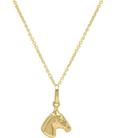 14K Yellow Gold 18" Small Horse Pendant Necklace with Polished Finish by Orozza Fine Jewelry