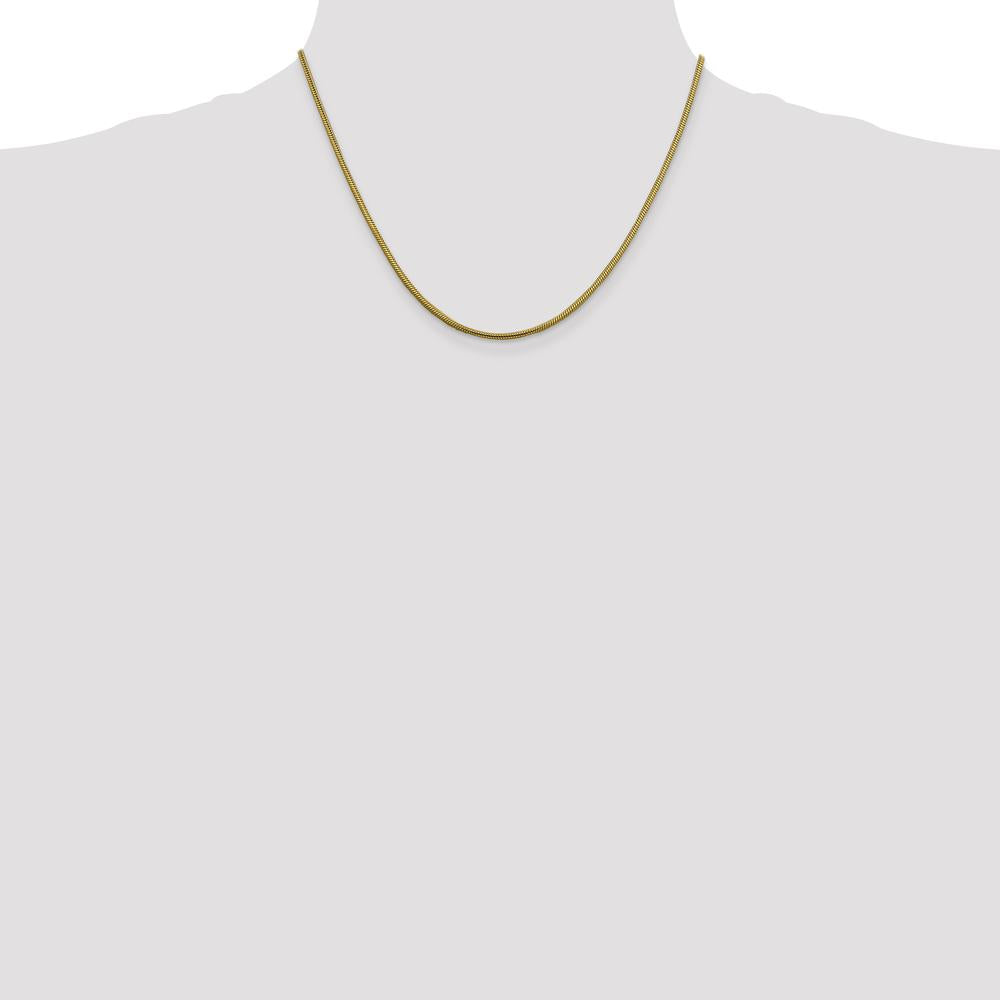 14K Yellow Gold 18" Snake Chain Necklace - 1.85mm Width with Lobster Clasp by 0