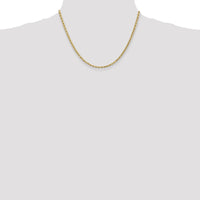 14K Yellow Gold 18" Solid Diamond-Cut Rope Chain Necklace with Lobster Clasp - 3mm Width