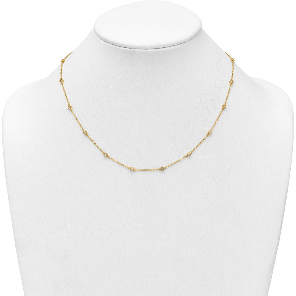 14K Yellow Gold 18-Station Bezel-set Diamond Necklace - 1/2 Carat Total Diamond Weight by Oro Pregiato