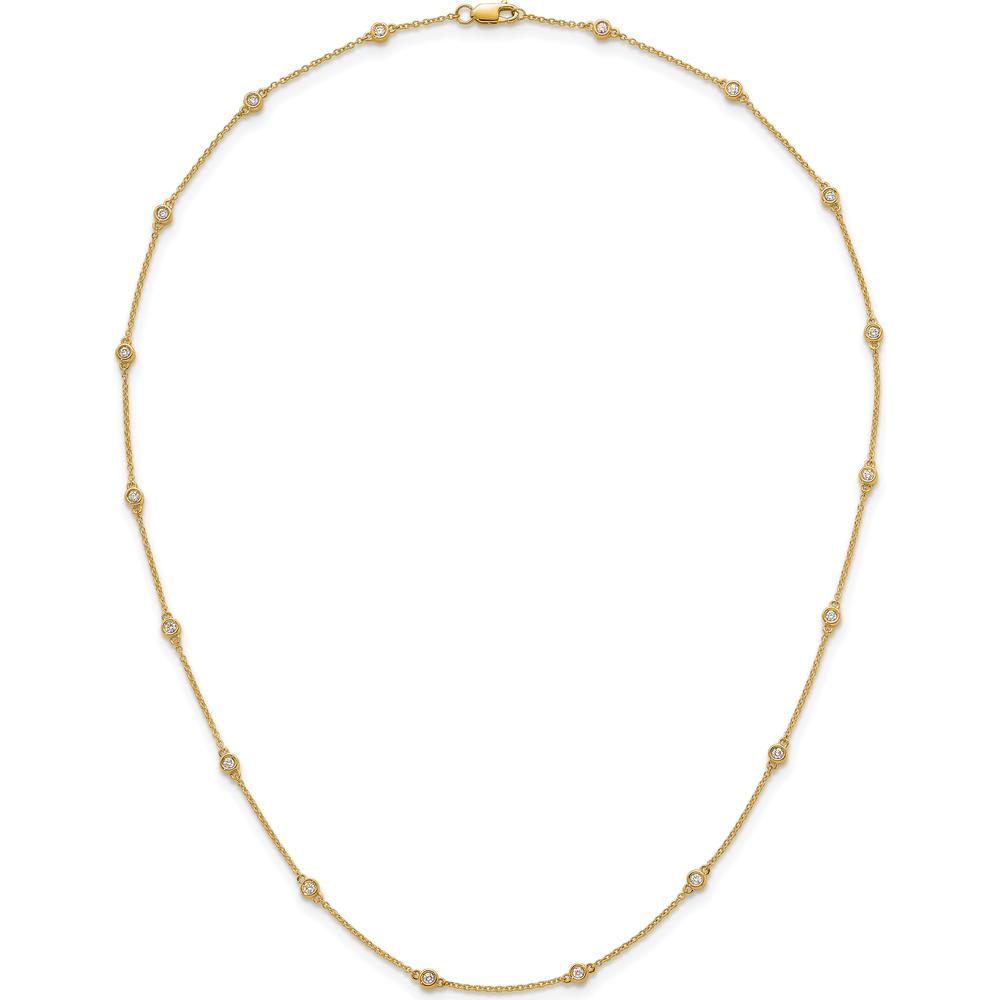 14K Yellow Gold 18-Station Bezel-set Diamond Necklace - 1/2 Carat Total Diamond Weight by Oro Pregiato