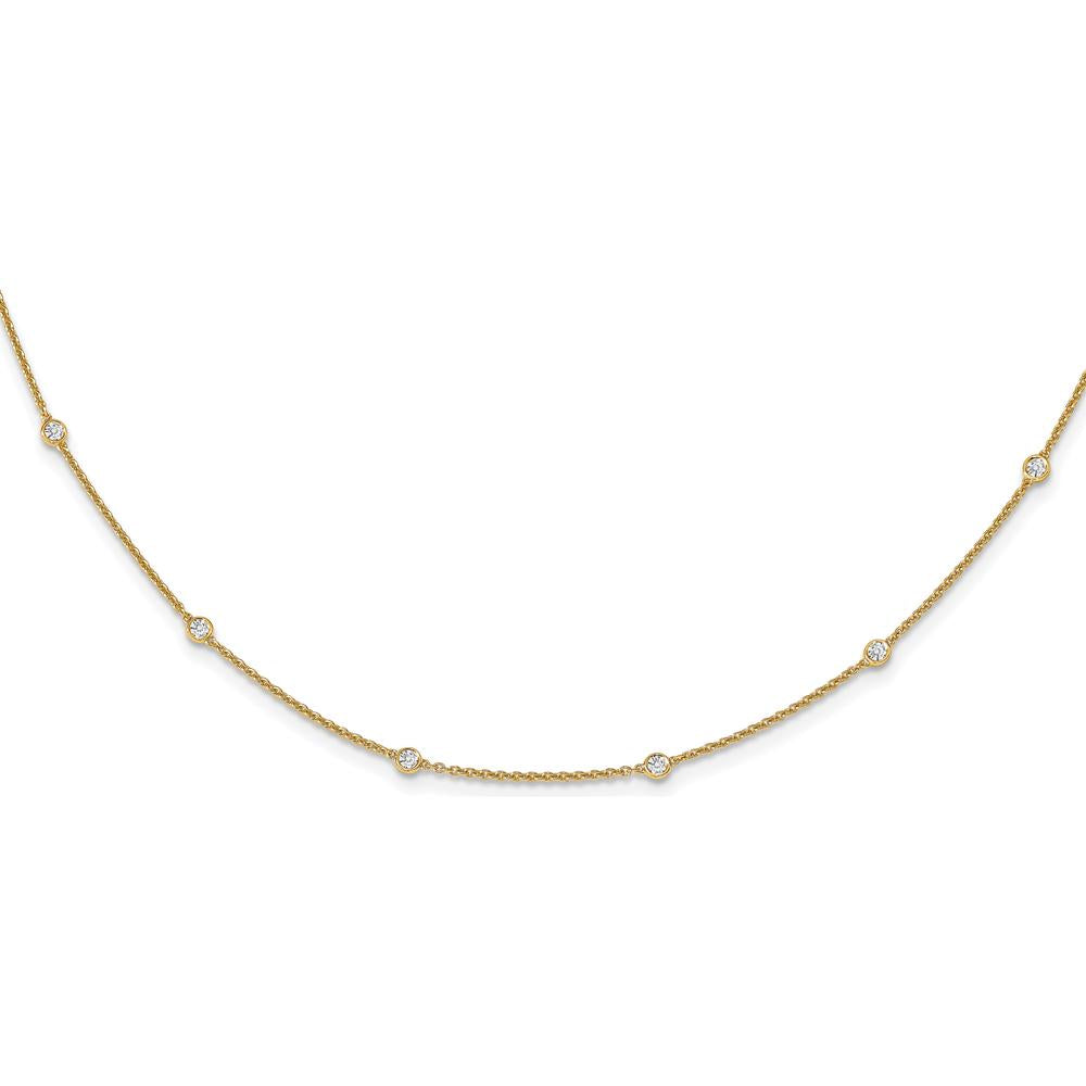 14K Yellow Gold 18-Station Bezel-Set Diamond Necklace - 3/8 Carat Total Diamond Weight by Monteluci Fine Jewelry