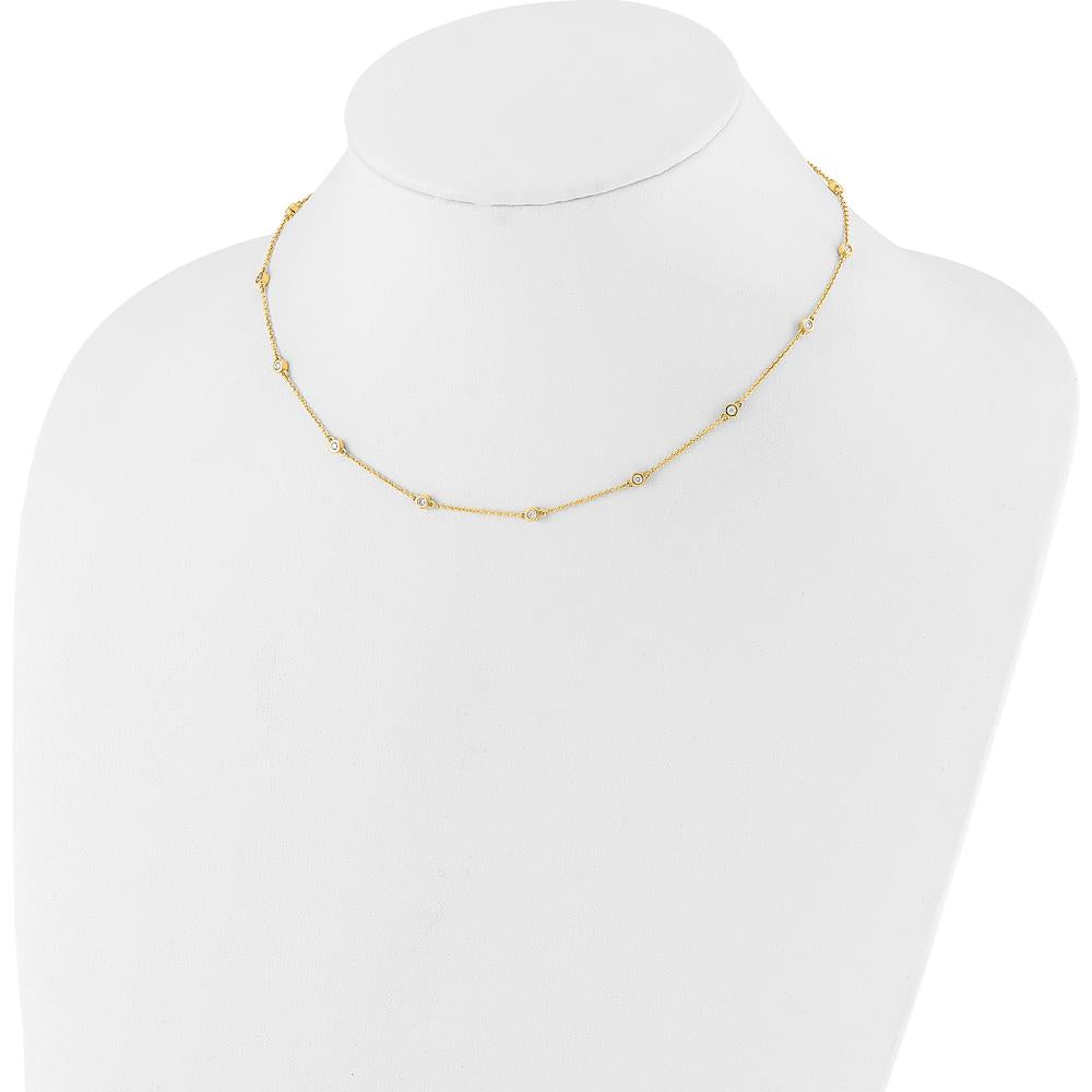 14K Yellow Gold 18-Station Bezel-Set Diamond Necklace - 3/8 Carat Total Diamond Weight by Monteluci Fine Jewelry