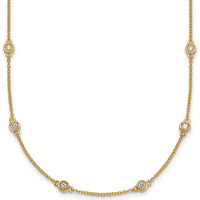 14K Yellow Gold 18-Station Bezel-Set Diamond Necklace - 5/8 Carat Total Diamond Weight by Oro Pregiato