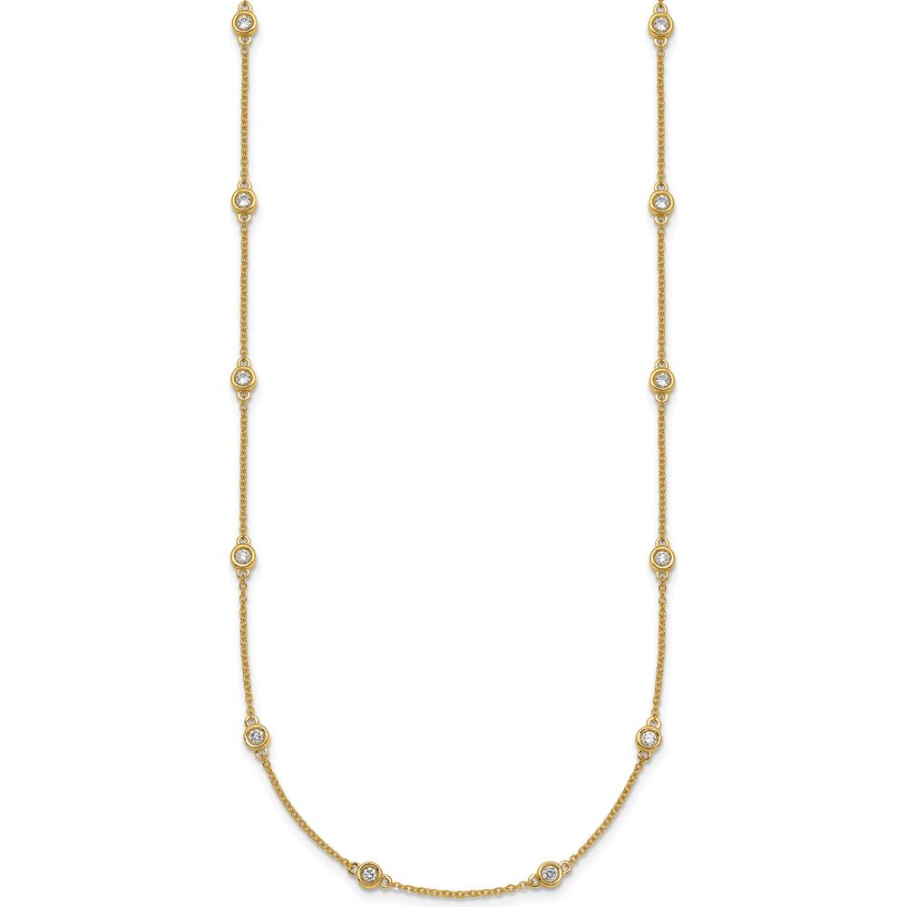 14K Yellow Gold 18-Station Bezel-Set Diamond Necklace - 5/8 Carat Total Diamond Weight by Oro Pregiato