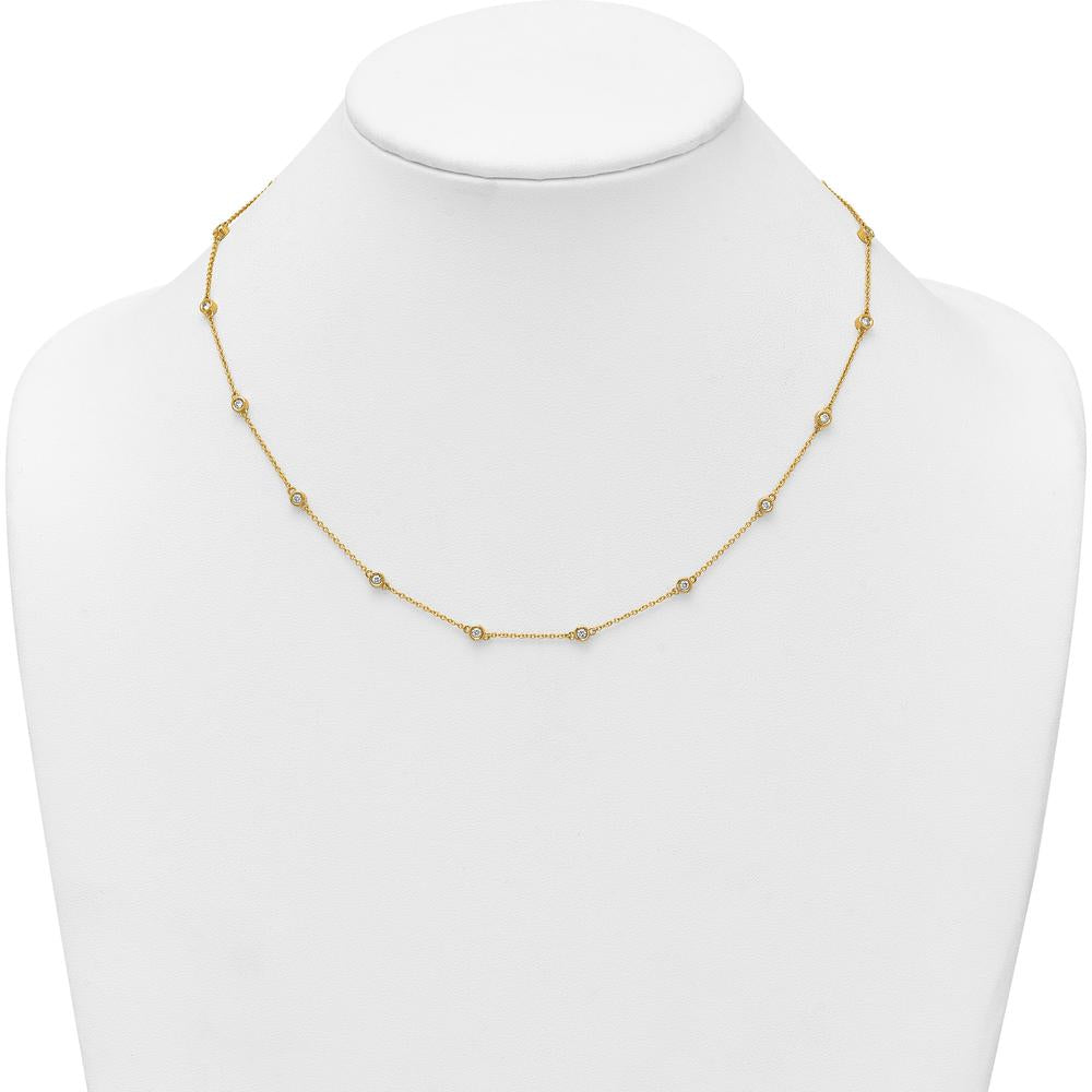 14K Yellow Gold 18-Station Bezel-Set Diamond Necklace - 5/8 Carat Total Diamond Weight by Oro Pregiato