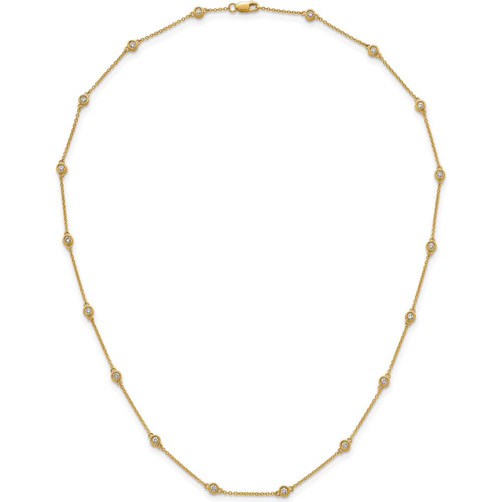 14K Yellow Gold 18-Station Bezel-Set Diamond Necklace - 5/8 Carat Total Diamond Weight by Oro Pregiato