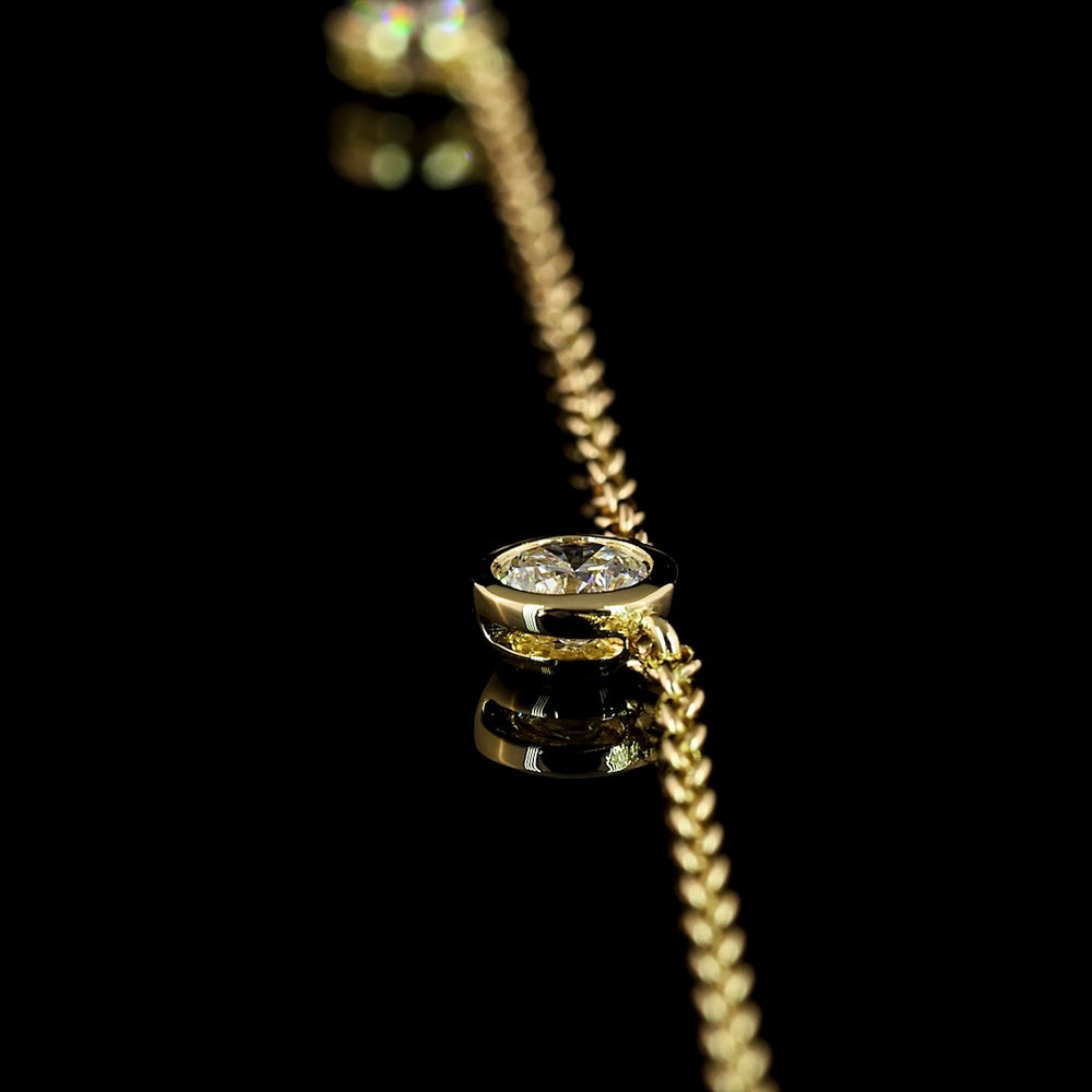 14K Yellow Gold 18" Station Necklace with Bezel Set Round Lab Diamonds - 2.02 Carat Total Diamond Weight, E-F Color, VS1 Clarity - Covaloro Fine Jewelry