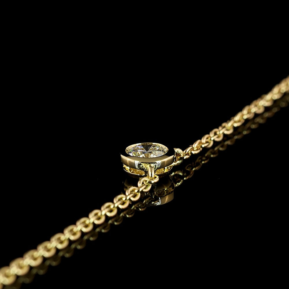 14K Yellow Gold 18" Station Necklace with Bezel Set Round Lab Diamonds - 2.02 Carat Total Diamond Weight, E-F Color, VS1 Clarity - Covaloro Fine Jewelry