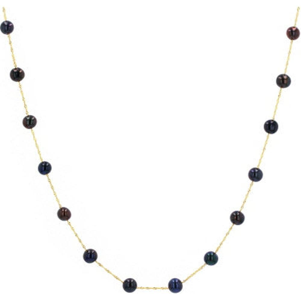 14K Yellow Gold 18" Station Necklace with Round Pearls by EFFY