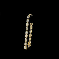 14K Yellow Gold 18-Stone Tennis Bracelet with Bezel Set Emerald, Oval, and Marquise Lab Diamonds - 15.44 Carat Total Weight - Covaloro Fine Jewelry