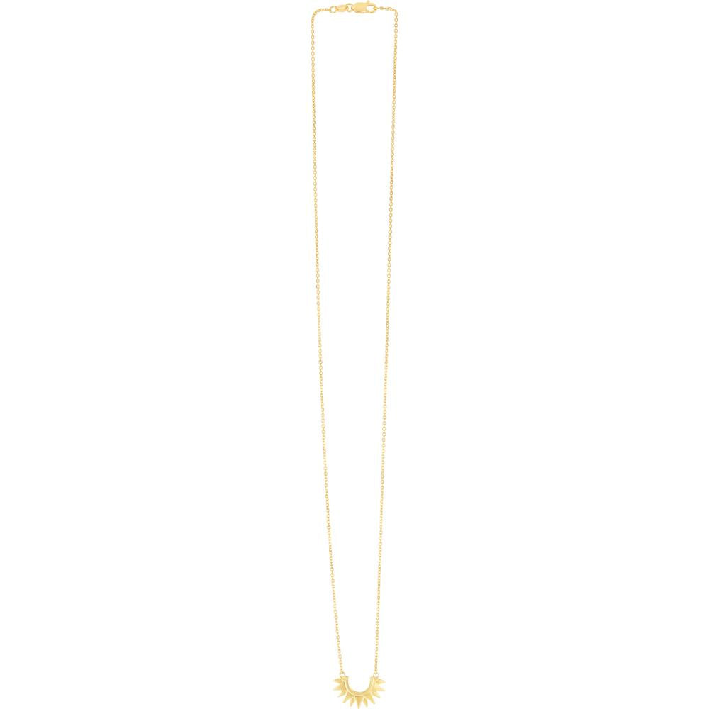 14K Yellow Gold 18" Sunburst Pendant Necklace with Lobster Clasp - Polished Finish by Orozza Fine Jewelry