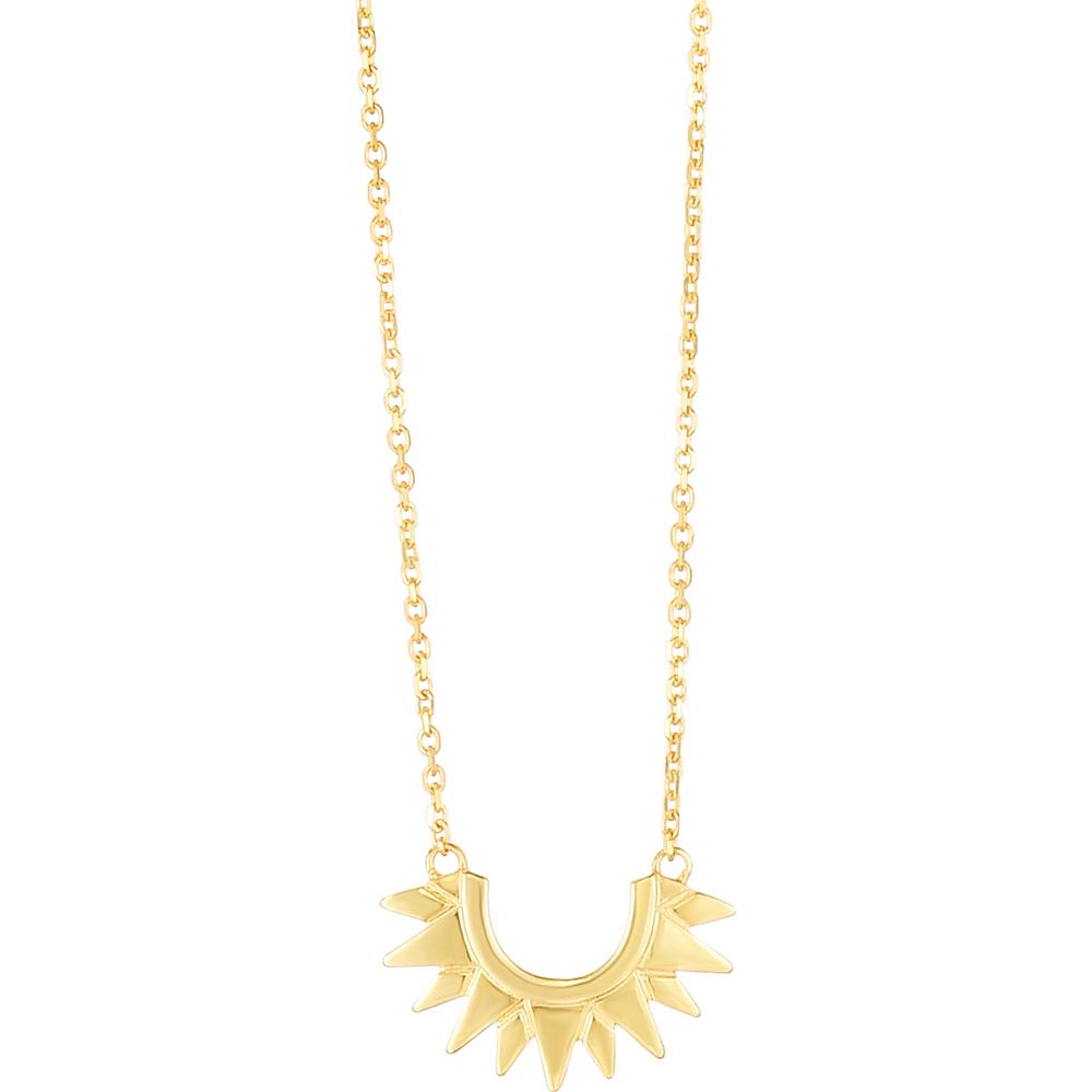 14K Yellow Gold 18" Sunburst Pendant Necklace with Lobster Clasp - Polished Finish by Orozza Fine Jewelry