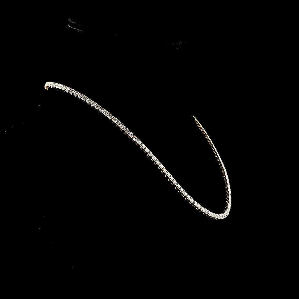 14K Yellow Gold 18" Tennis Necklace with 124 Prong-Set Round Lab Diamonds - 14.60 Carat Total Weight, E-F Color VS1 Clarity - Covaloro Fine Jewelry
