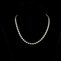 14K Yellow Gold 18" Tennis Necklace with East-West Bezel Set Pear Shaped Lab Diamonds - 15.39 Carat Total Weight, E-F Color VS Clarity - Covaloro Fine Jewelry