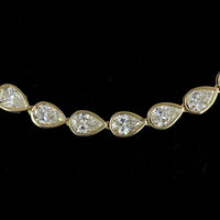 14K Yellow Gold 18" Tennis Necklace with East-West Bezel Set Pear Shaped Lab Diamonds - 15.39 Carat Total Weight, E-F Color VS Clarity - Covaloro Fine Jewelry