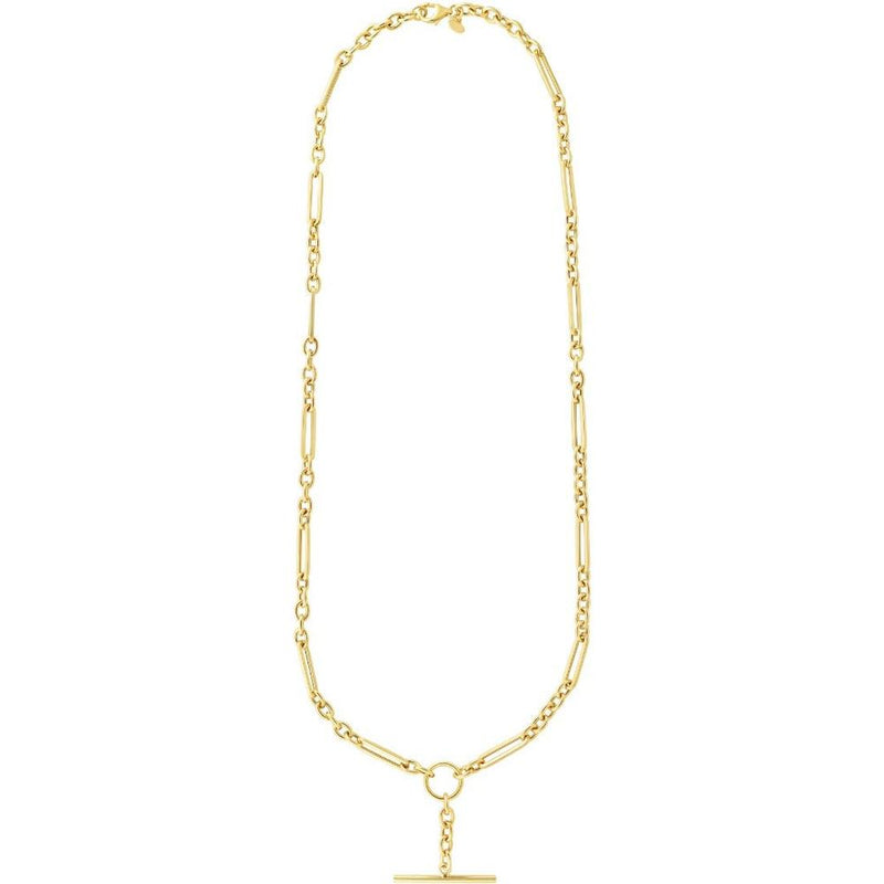 14K Yellow Gold 18" Toggle Chain Link Necklace with Lobster Clasp by Orozza Fine Jewelry