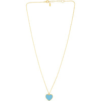 14K Yellow Gold 18" Turquoise Heart Pendant Necklace with Lobster Clasp by Orozza Fine Jewelry