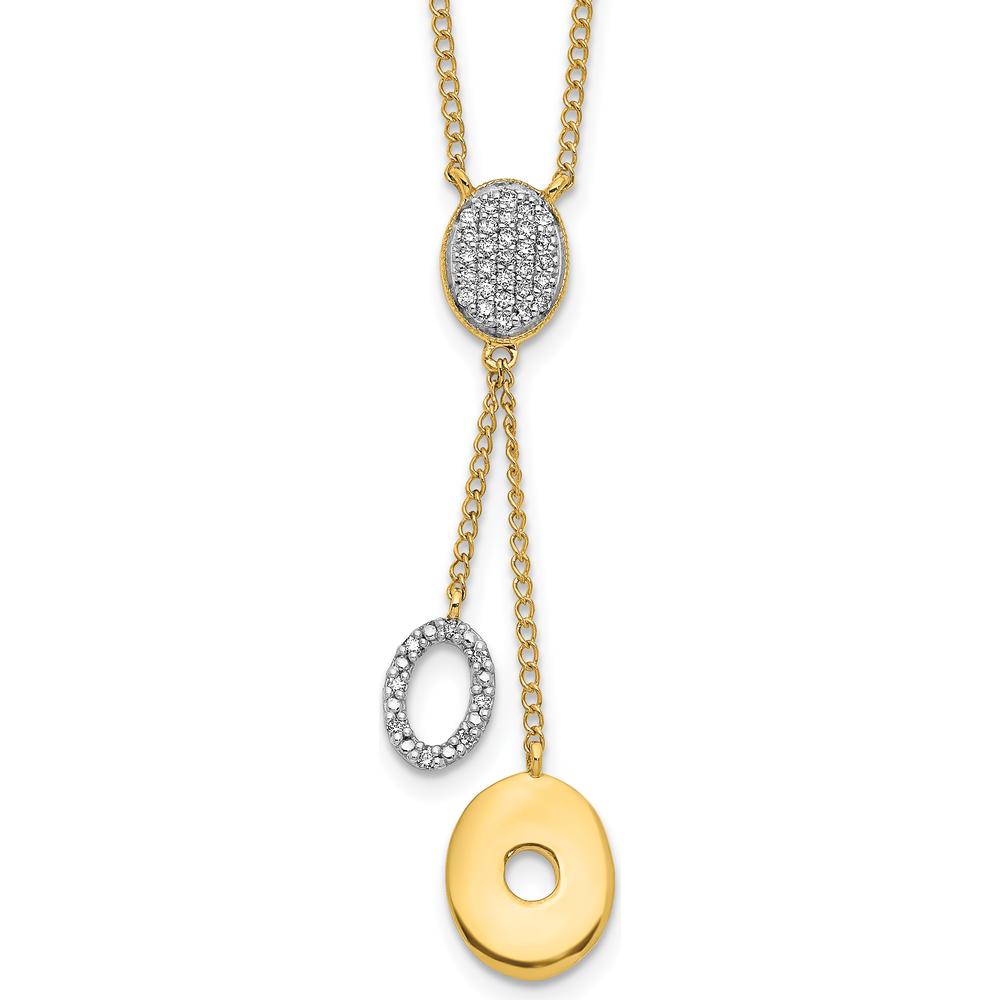 14K Yellow Gold 18" Y-Necklace with Round Diamond Charms - 0.17 Carat Total Diamond Weight by Monteluci Fine Jewelry