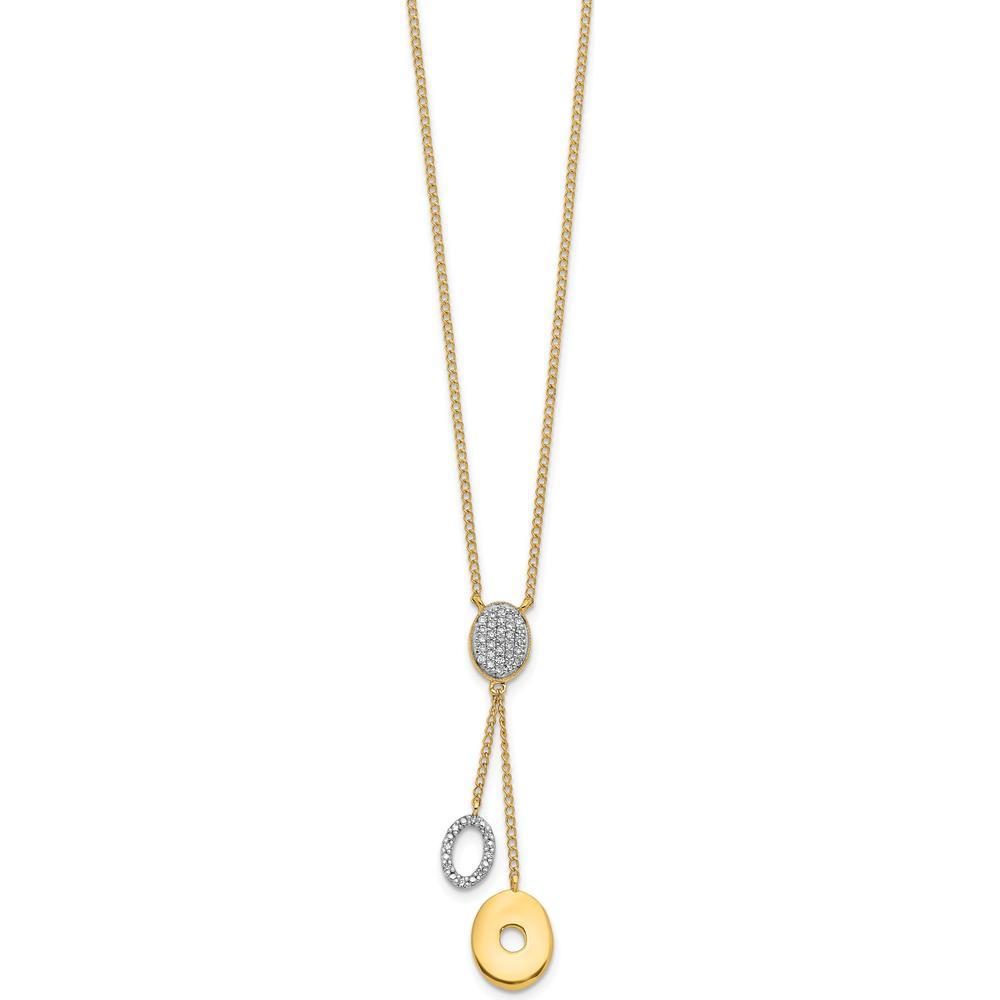 14K Yellow Gold 18" Y-Necklace with Round Diamond Charms - 0.17 Carat Total Diamond Weight by Monteluci Fine Jewelry