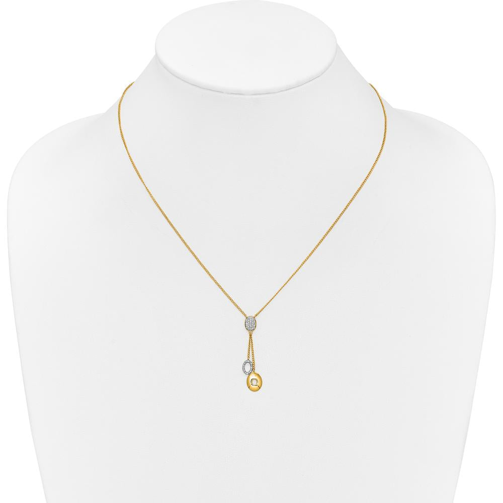 14K Yellow Gold 18" Y-Necklace with Round Diamond Charms - 0.17 Carat Total Diamond Weight by Monteluci Fine Jewelry