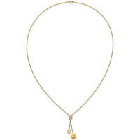 14K Yellow Gold 18" Y-Necklace with Round Diamond Charms - 0.17 Carat Total Diamond Weight by Monteluci Fine Jewelry