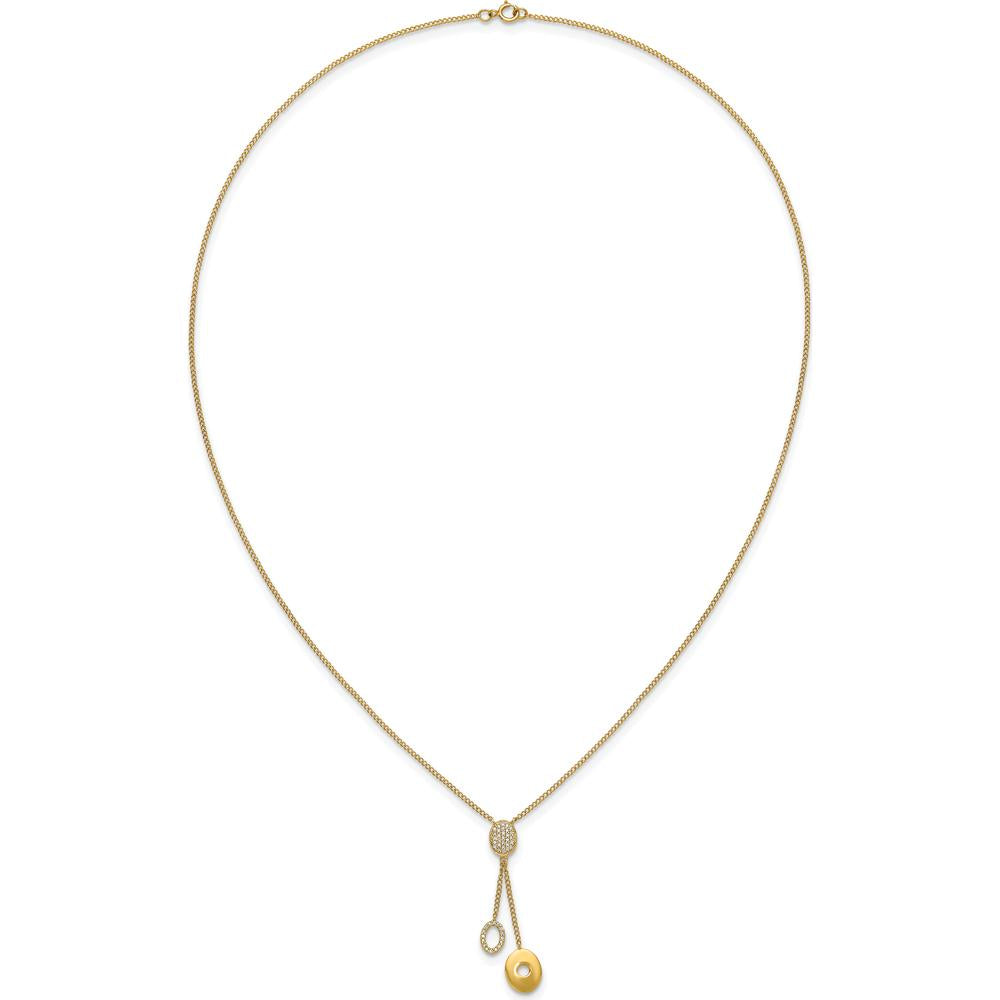 14K Yellow Gold 18" Y-Necklace with Round Diamond Charms - 0.17 Carat Total Diamond Weight by Monteluci Fine Jewelry