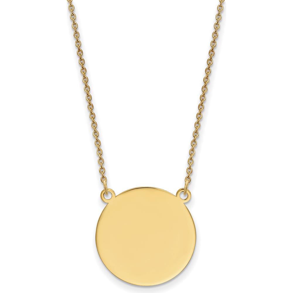 14K Yellow Gold 18in Engravable Circular Disc Necklace with Polished Finish by Oro Pregiato