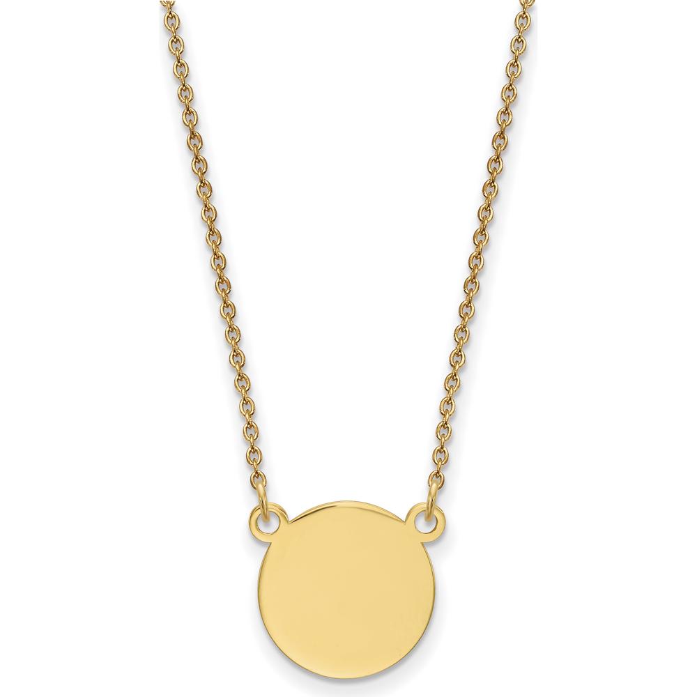 14K Yellow Gold 18in Engravable Disc Pendant Necklace with Polished Finish by Oro Pregiato