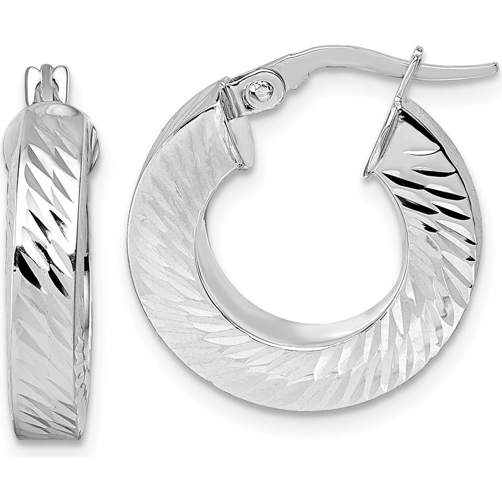 14K Yellow Gold 18mm Diamond-Cut Polished Hoop Earrings by 0