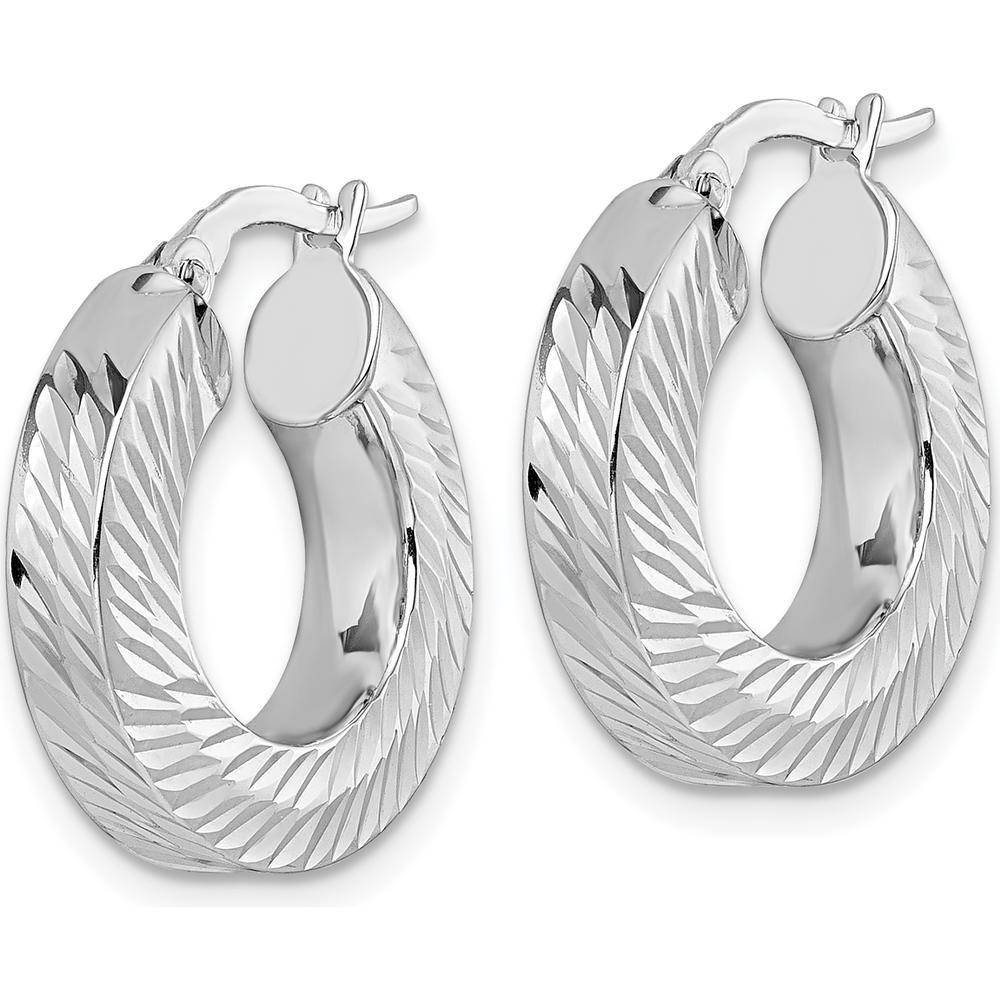14K Yellow Gold 18mm Diamond-Cut Polished Hoop Earrings by 0