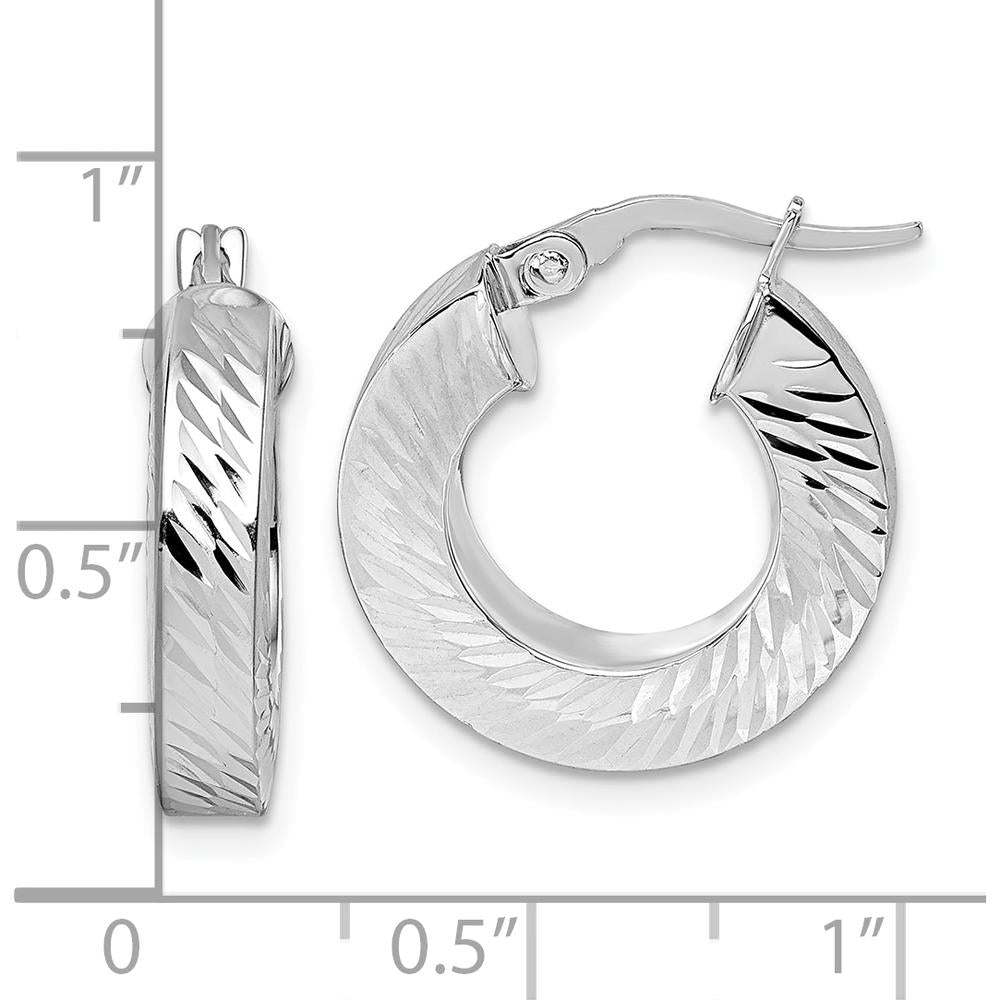 14K Yellow Gold 18mm Diamond-Cut Polished Hoop Earrings by 0