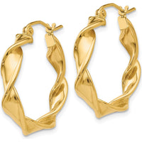 14K Yellow Gold 18mm Twisted Hoop Earrings - Polished Finish by 0