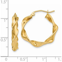 14K Yellow Gold 18mm Twisted Hoop Earrings - Polished Finish by 0