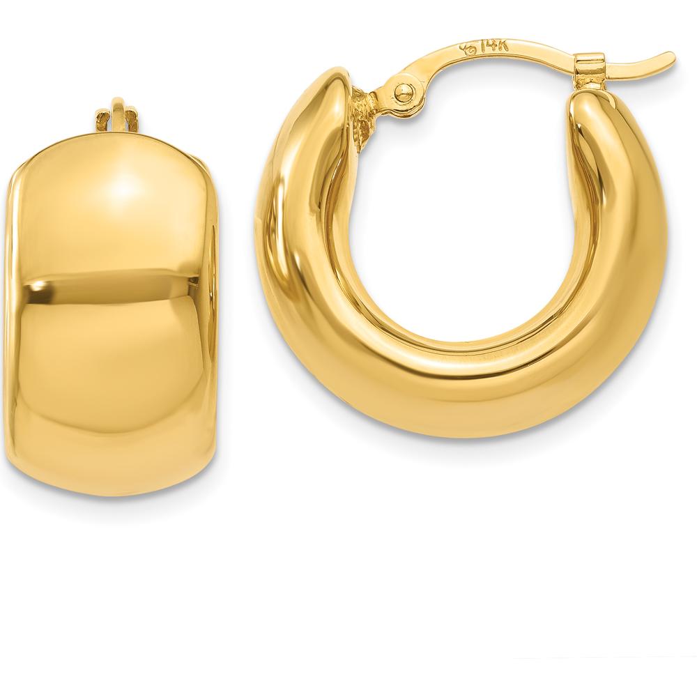 14K Yellow Gold 18mm Wide Puffed Hoop Earrings with Polished Electroformed Finish by Oro Pregiato