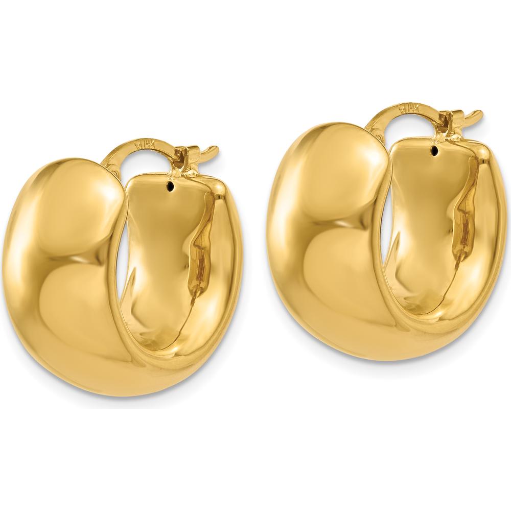 14K Yellow Gold 18mm Wide Puffed Hoop Earrings with Polished Electroformed Finish by Oro Pregiato