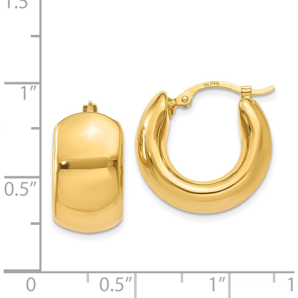 14K Yellow Gold 18mm Wide Puffed Hoop Earrings with Polished Electroformed Finish by Oro Pregiato