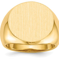 14K Yellow Gold 18x18mm Open Back Men's Signet Ring - Polished & Satin Finish by 0