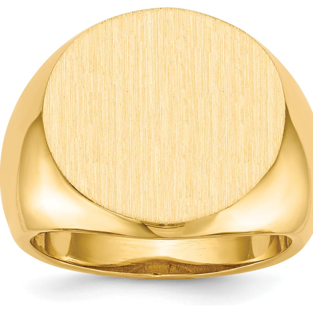 14K Yellow Gold 18x18mm Open Back Men's Signet Ring - Polished & Satin Finish by 0