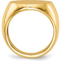 14K Yellow Gold 18x18mm Open Back Men's Signet Ring - Polished & Satin Finish by 0